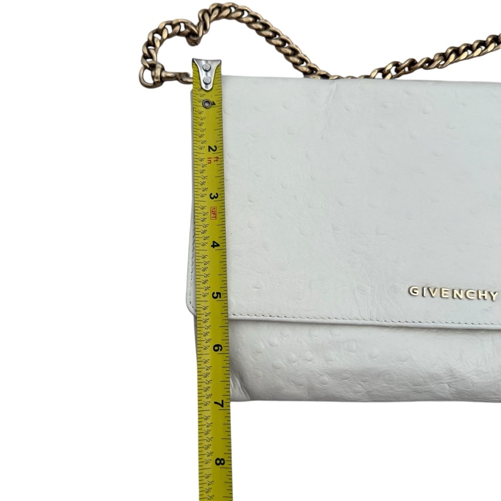 Givenchy White Ostrich Leather Shoulder Bag clutch Gold hardware - Picture 15 of 16